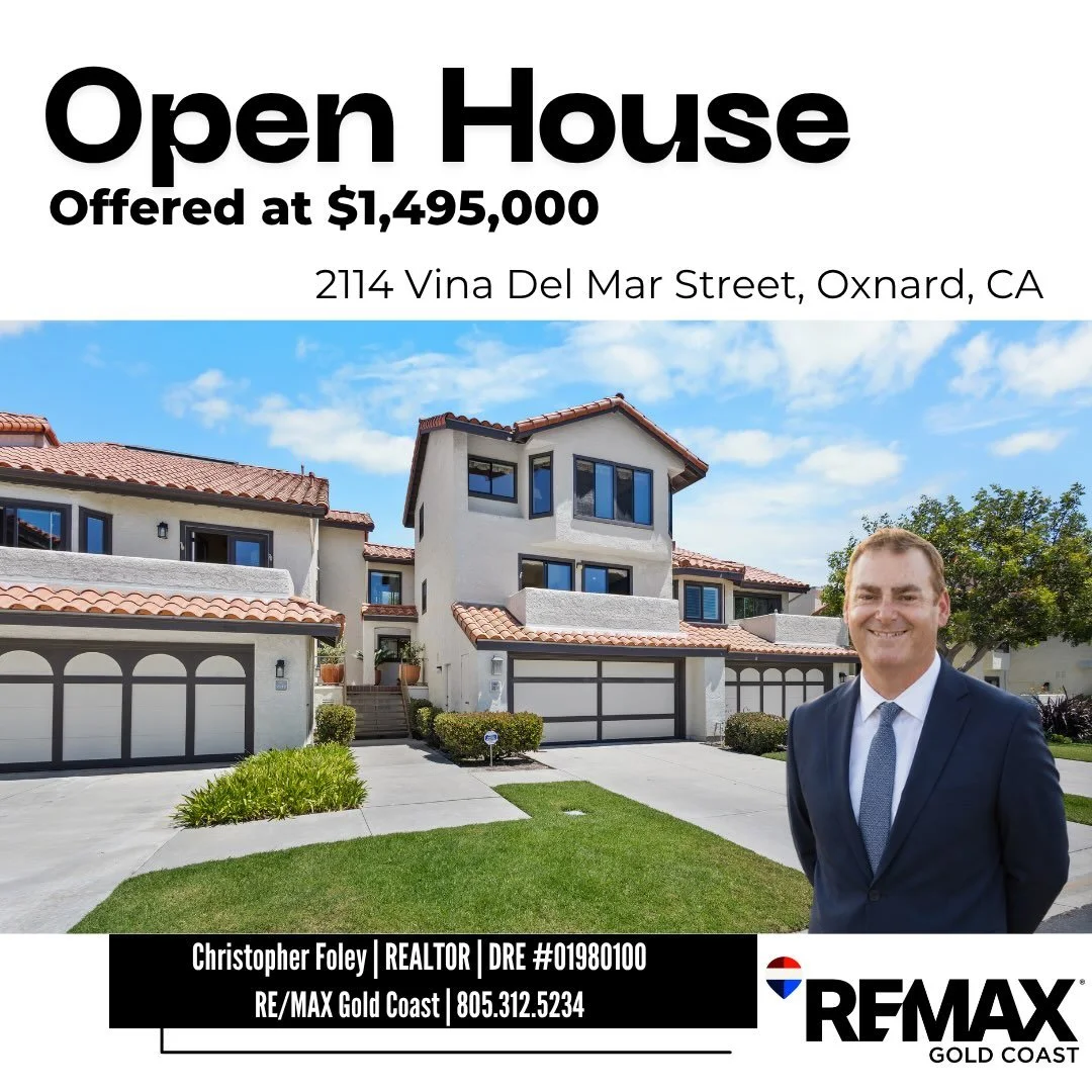 🏡 Open House Sunday July 25, from 12-3pm. Come say Hi and check out this incredible home located at The Colony at Mandalay Beach🏡

📍 - 2114 Vina Del Mar, Oxnard, CA
🛏️ - 3 Bedrooms
🛁 - 2.5 Bathrooms
📐 - 2,360sqft
💰 - $1,495,000

Welcome to coa
