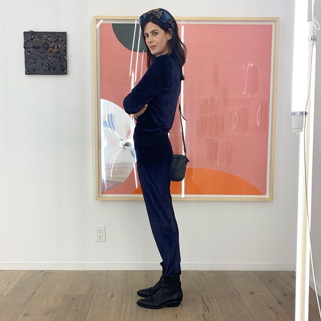 Dear friend and muse @luizamariani joined me at the press preview for Carlito Carvalhosa &mdash; opening next Tuesday at Nara Roesler gallery. The Brazilian artist revisits works from the 90s and explores the surface of his paintings/sculptures on wa