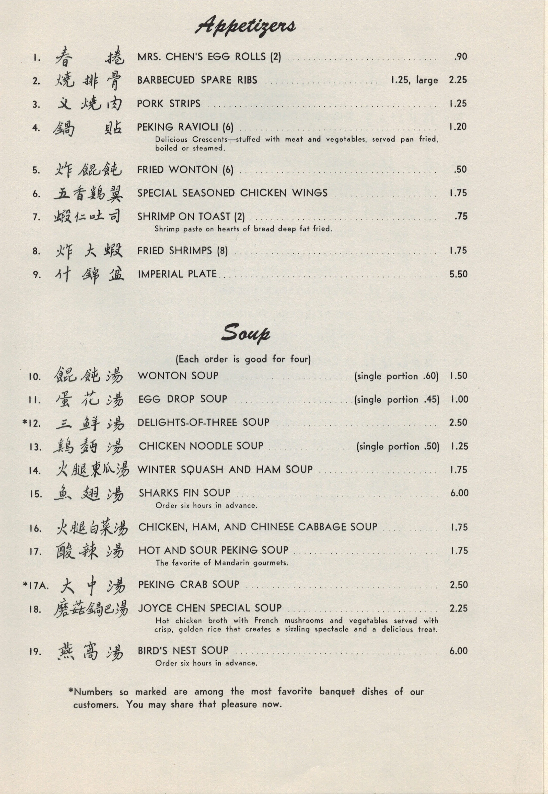 Joyce Chen 1958 Menu page 1.jpg