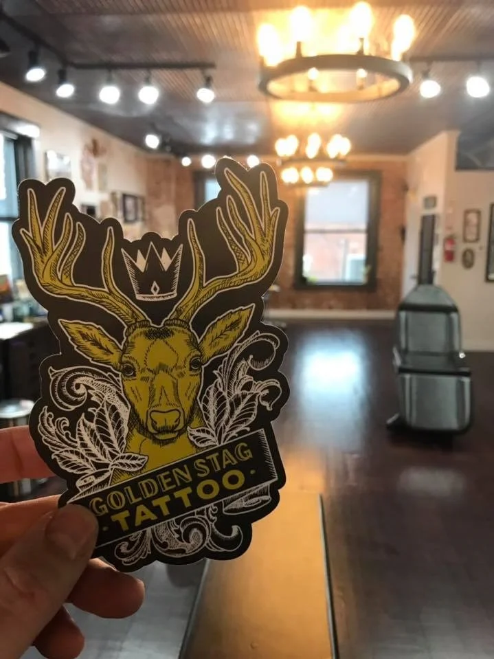 Golden Stag Tattoo Sticker