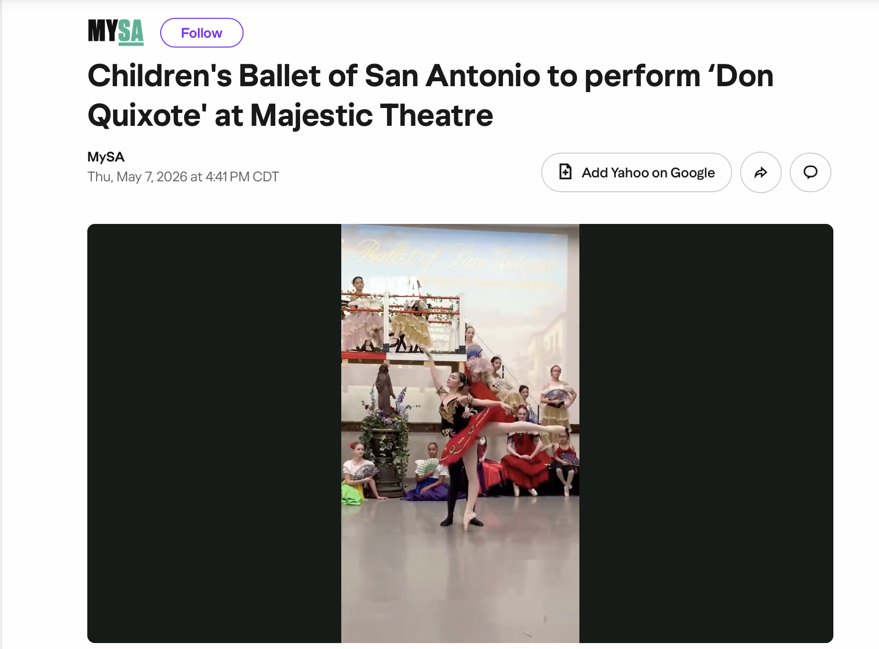 MYSA Mentions Don Quixote