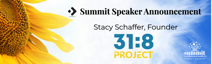 summit speaker announcement for Stacy Schaffer, founder 31:8 project
