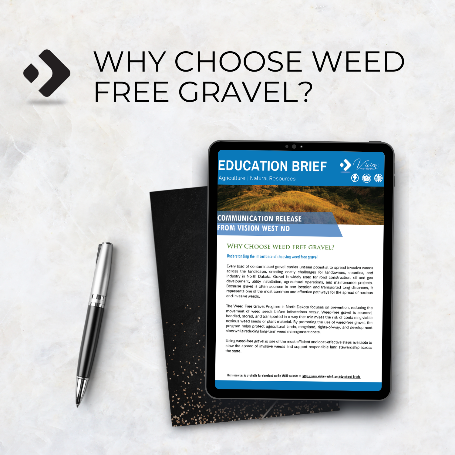 Education brief cover displayed on tablet screen