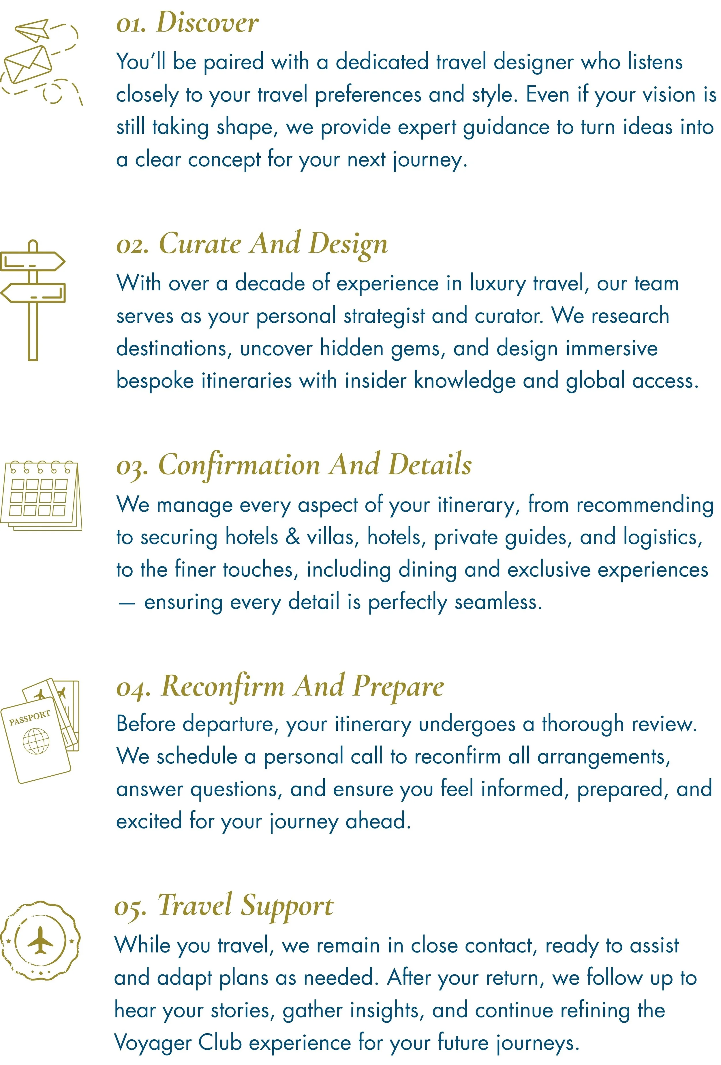 Voyager Club - Bespoke Travel Planning - Travel Planning Process Voyager Club - Curated Travel Agency - Travel Designer - Luxury Travel - Luxury Travel Planning
