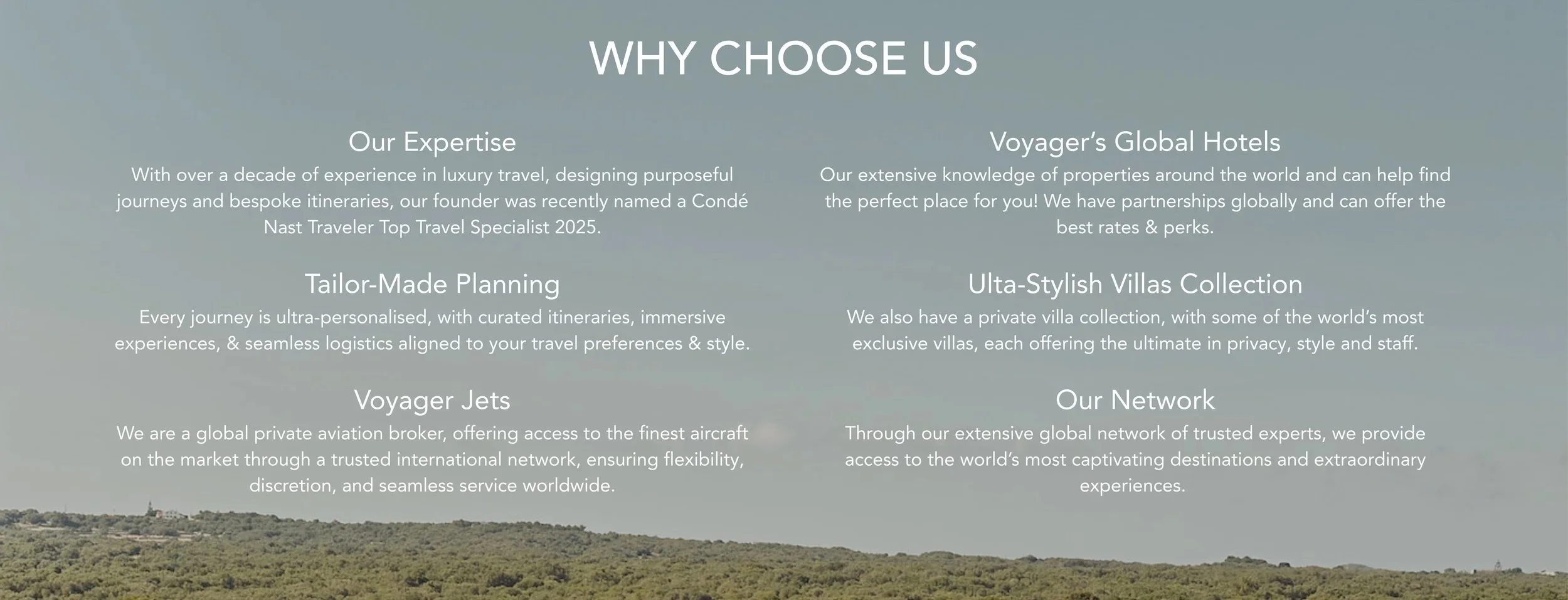 Voyager Club - Curated Travel - Bespoke Travel - Bespoke Itineraries - Luxury Travel Company - Travel Designers - Vacation Rental - Luxury Villas Rental - Hotel Perks