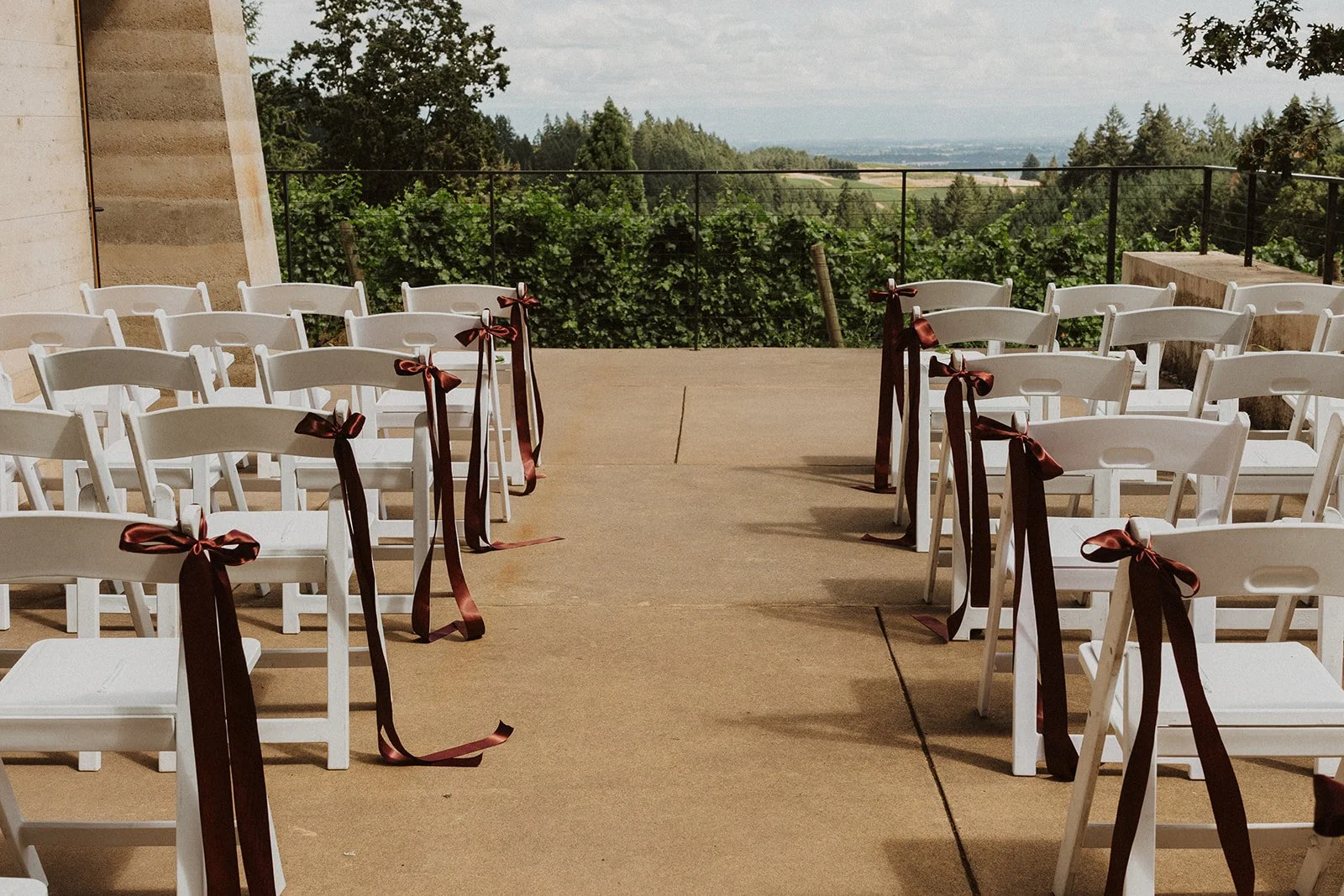 Chairs set in rows outside for a Rodeo Hills Winery wedding
