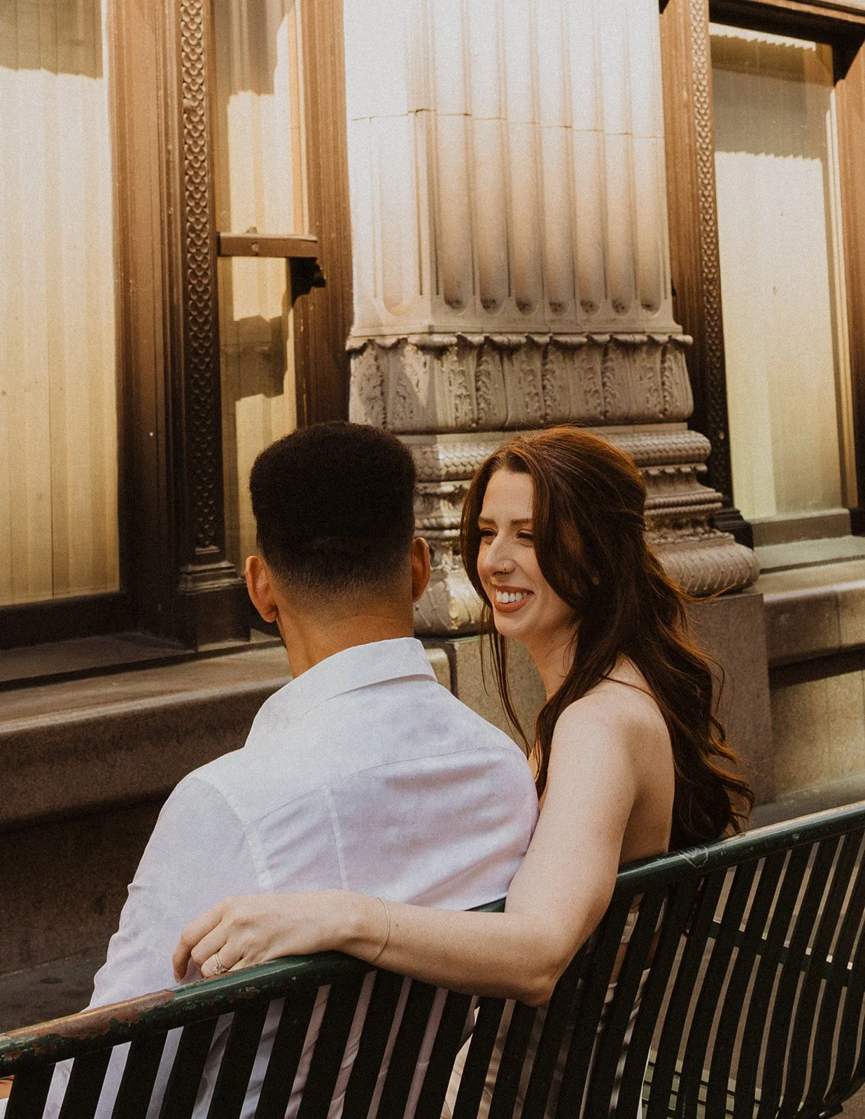 Romantic portrait of Charlotte and Lucas during their Portland engagement session