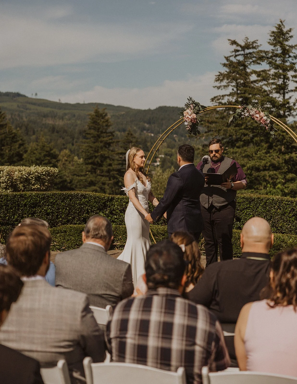 A small guest list wedding ceremony with only immediate family present