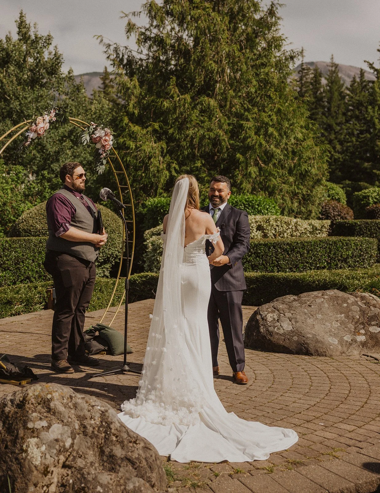 Groom's reaction as he sees his partner walk down the aisle