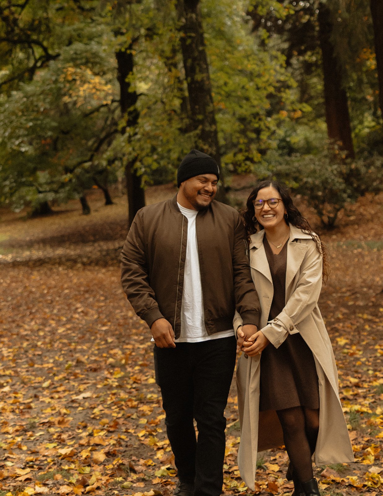 Wandering the park together instead of holding a pose for the camera