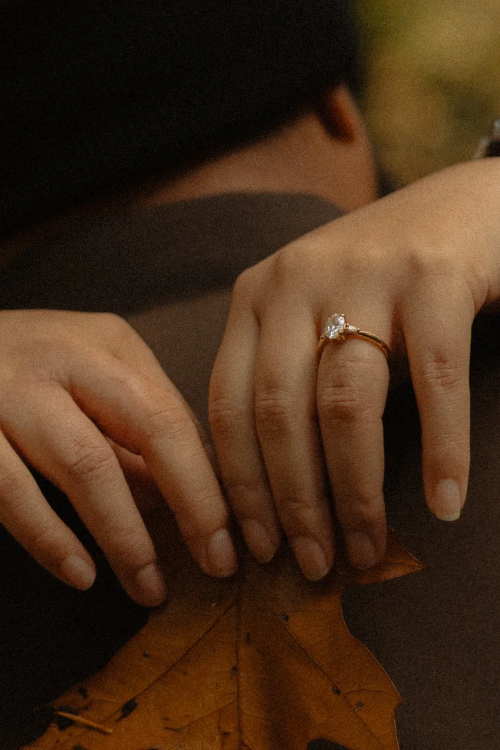 Last frame of a moody engagement session in Portland