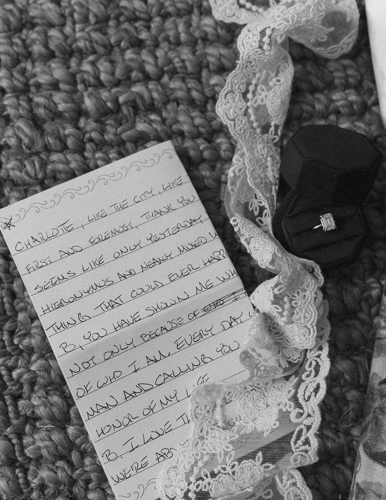 Handwritten vows tucked in a book before a Willamette Valley wedding