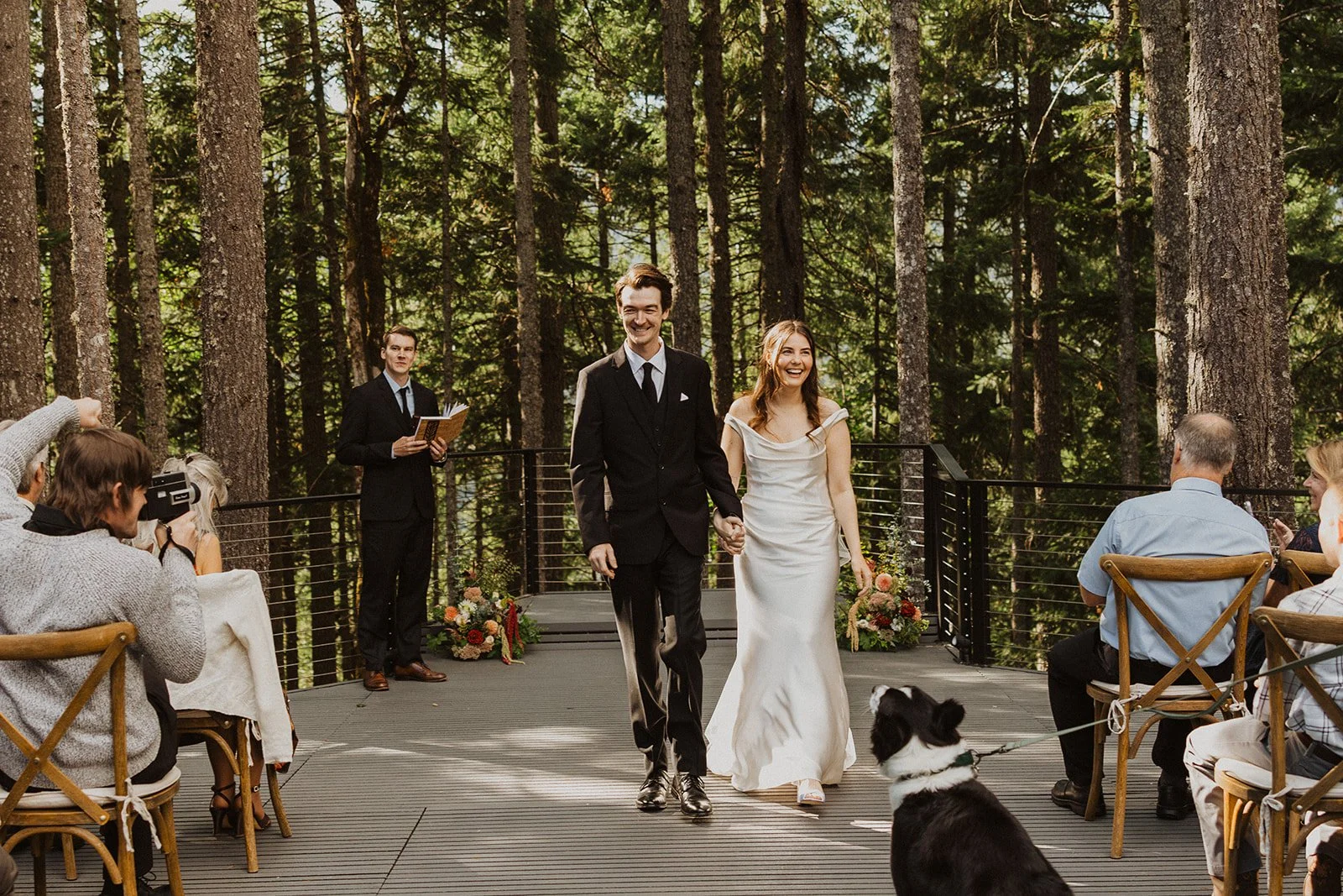 Walking back up the aisle after a short ceremony on the tree deck