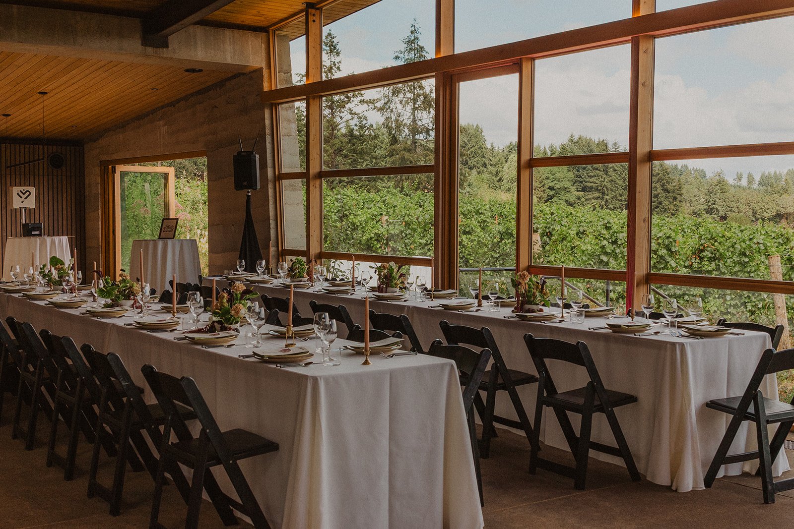 Tasting room wrapped in glass at a Rodeo Hills Winery wedding