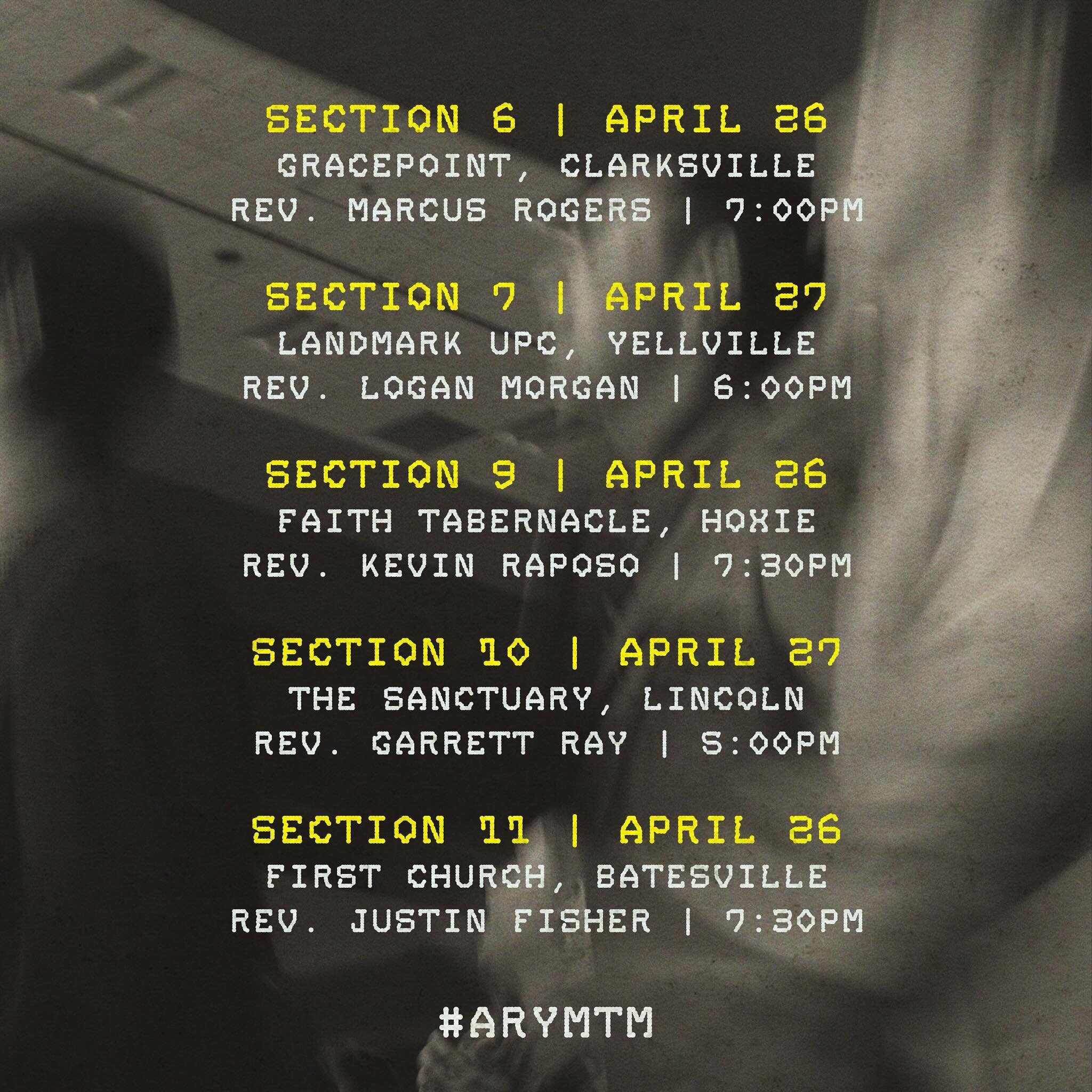 HEY ARKANSAS YOUTH 🎉

MOVE THE MISSION &bull;&bull;&bull; LAUNCH RALLIES 

10 Rallies | 10 Locations | 10 Sections

April 26 &amp; 27 🙌🏼🎉 

COMMENT YOUR SECTION BELOW 👇🏼👇🏼

#ARYMTM #ARYouth