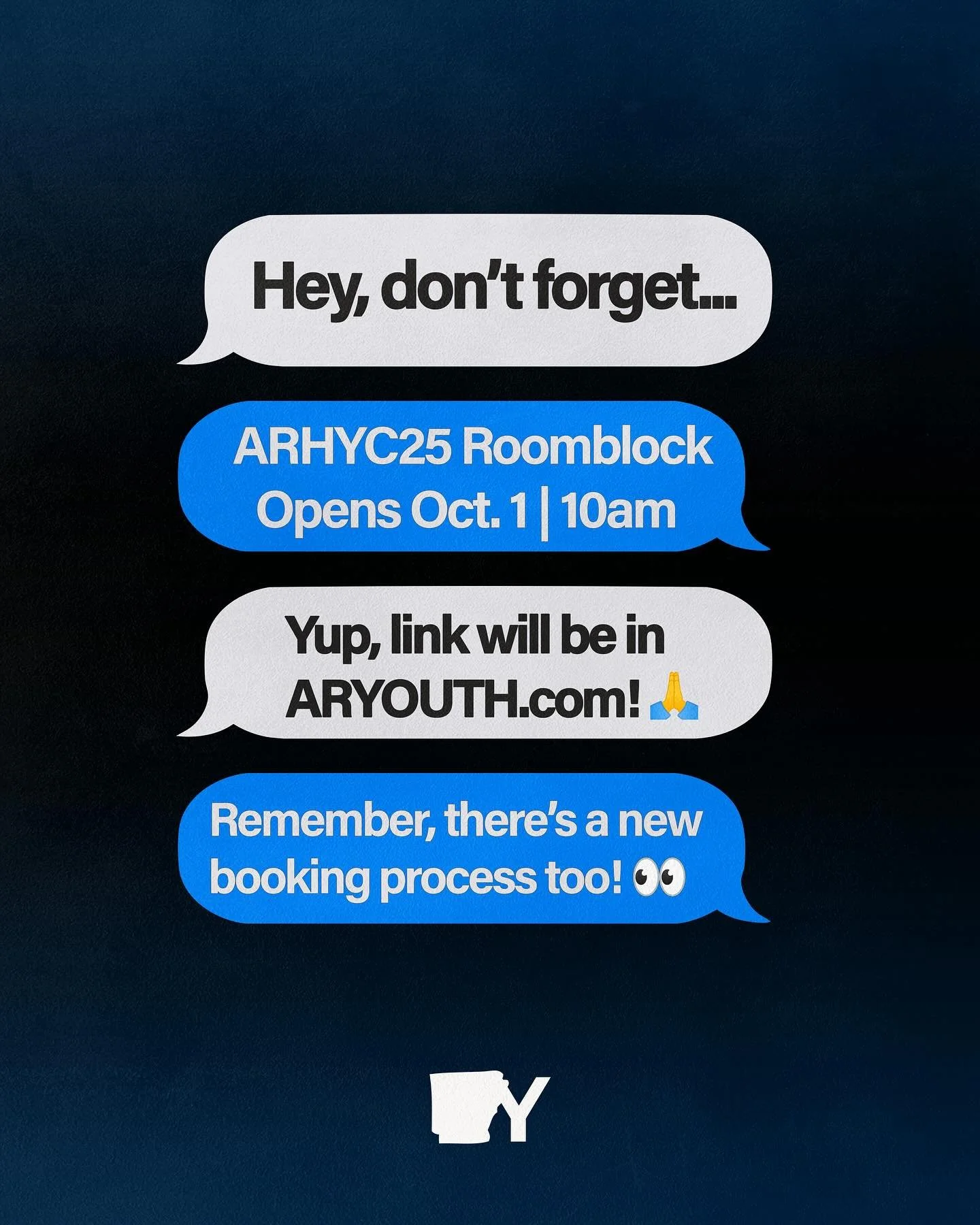 HEY, DON&rsquo;T FORGET&hellip;.👀

ROOM BLOCK OPENS TOMORROW
AT 10AM ON ARHYC.COM 🎉

ITS ALMOST TIME FOR #ARHYC25 🫨