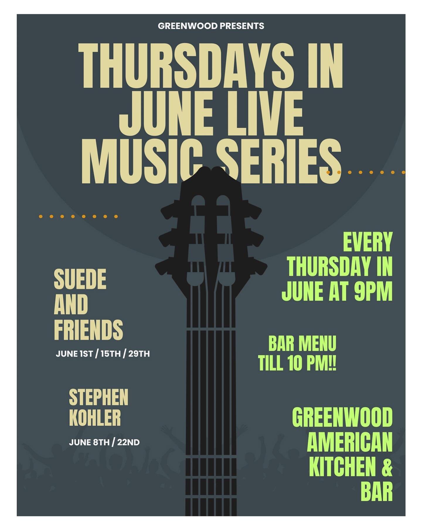 Join us on our east patio every Thursday in June as we spotlight a couple of fantastic local musicians!!