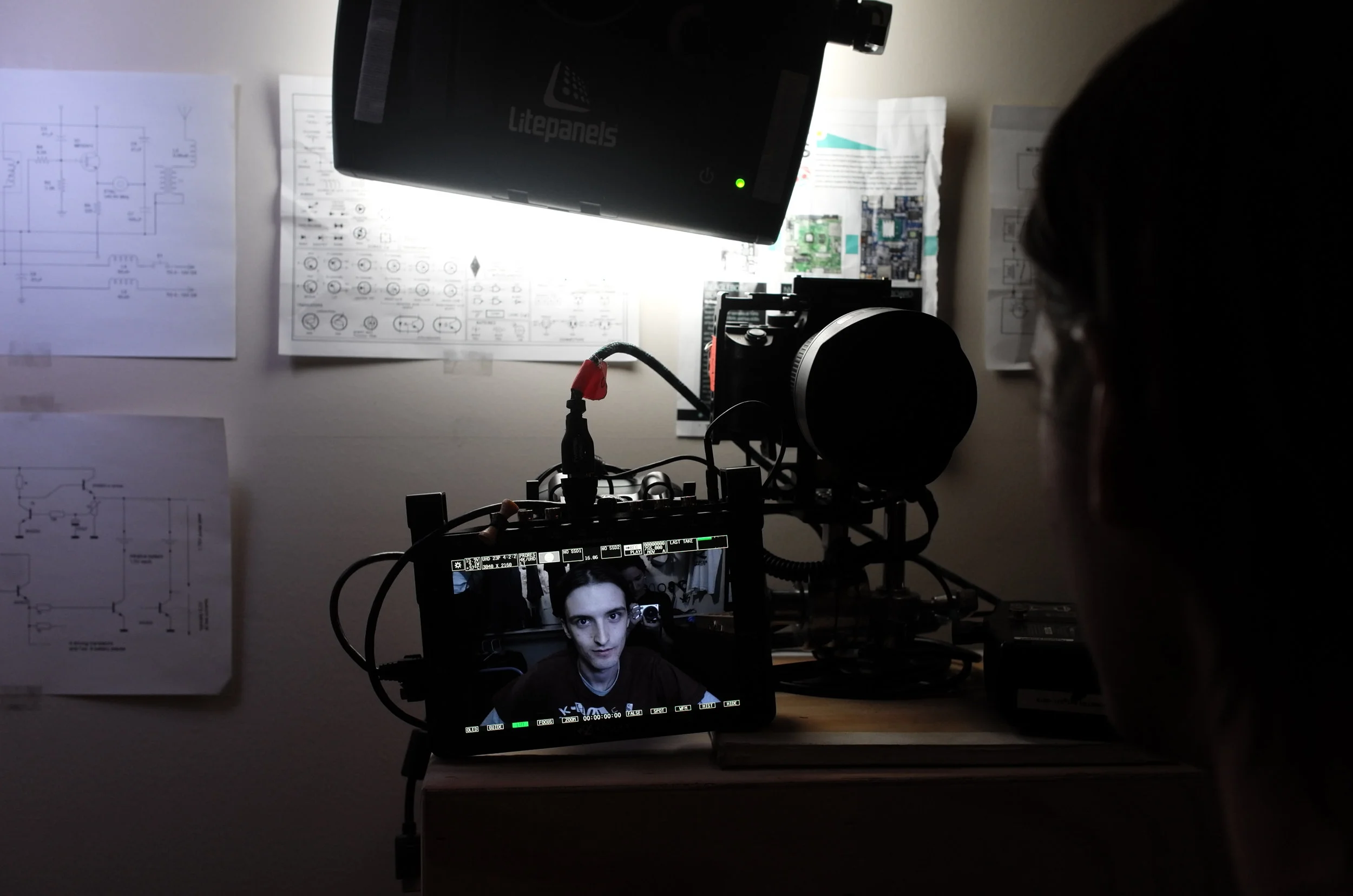 Bailey checking out his image in the Lut monitor