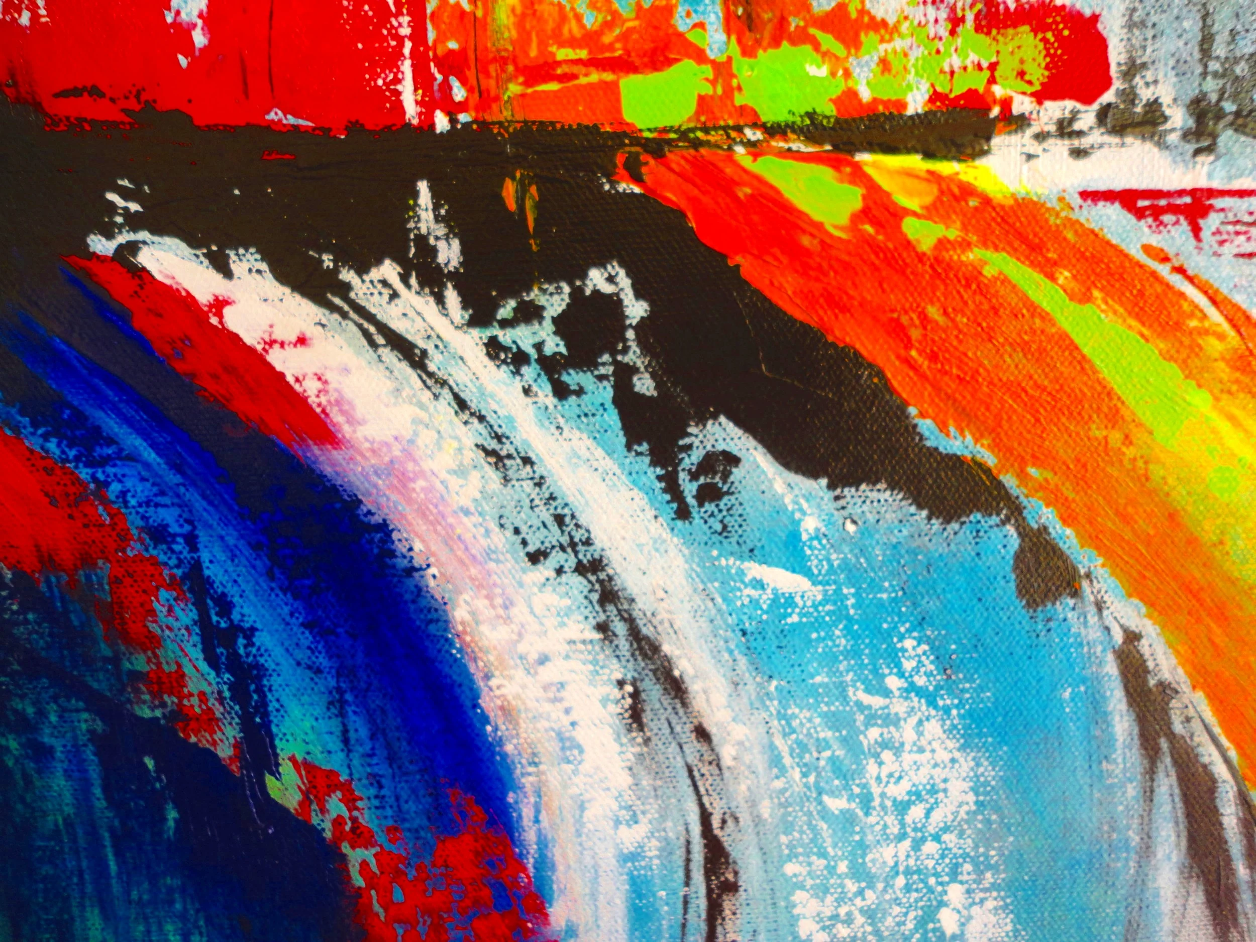  Original hand painted abstract art.....action painting. Not a  Glicee reproduction.  Painted black on all four sides.   Original acrylic painting on stretched canvas  Multilayers of acrylic paint, washes and glazes with a clear gloss UV protective f