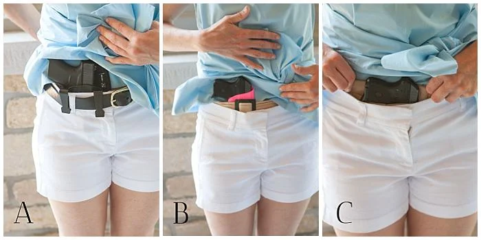 A. Stealthgear Ventcore | B. Shapewear (holster was made by a friend) | C. Can Can Concealment Hip Hugger