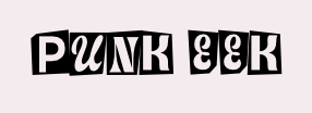 Punk Eek logo on light pink background