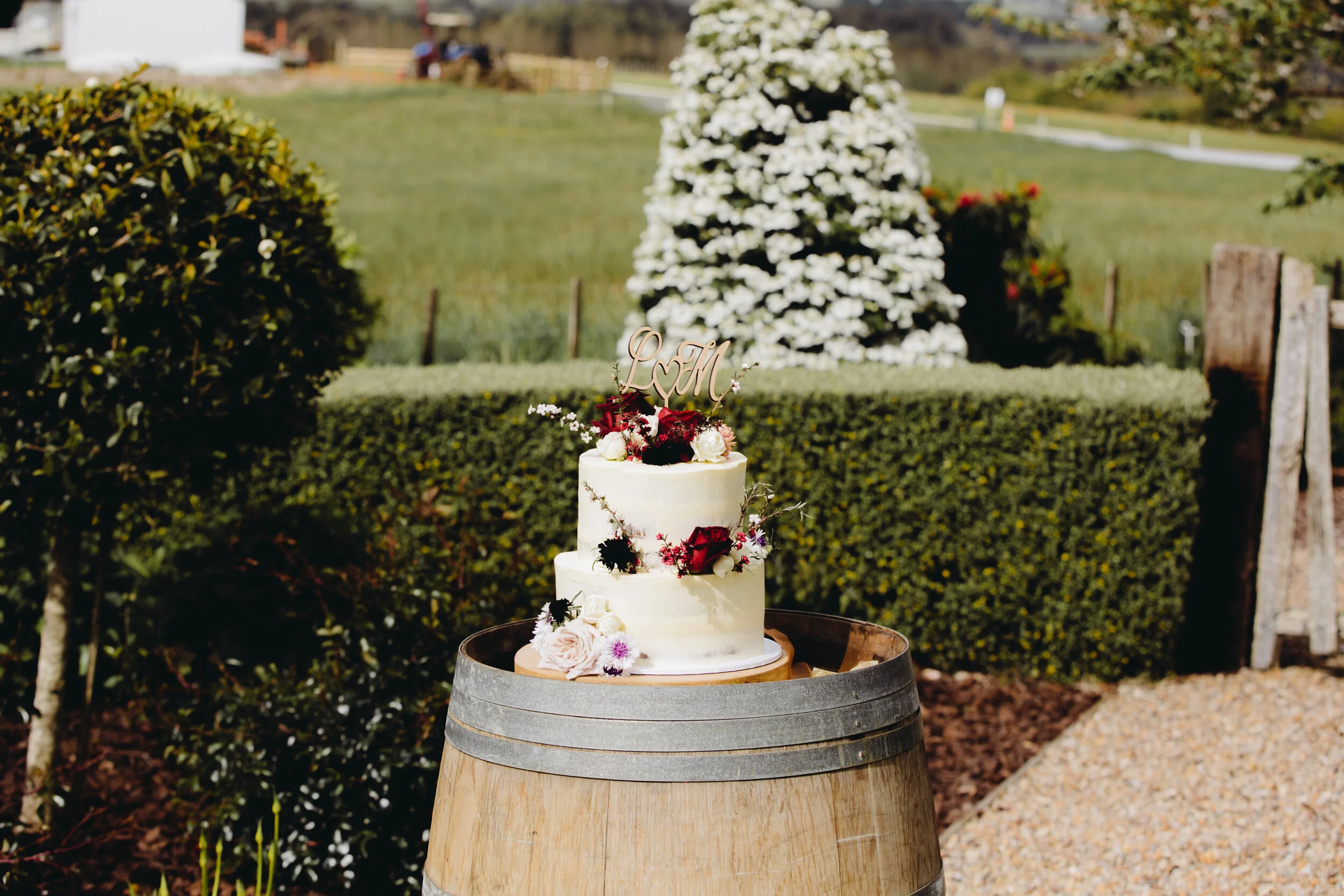 Love Club’s wine barrels &amp; wooden round platter