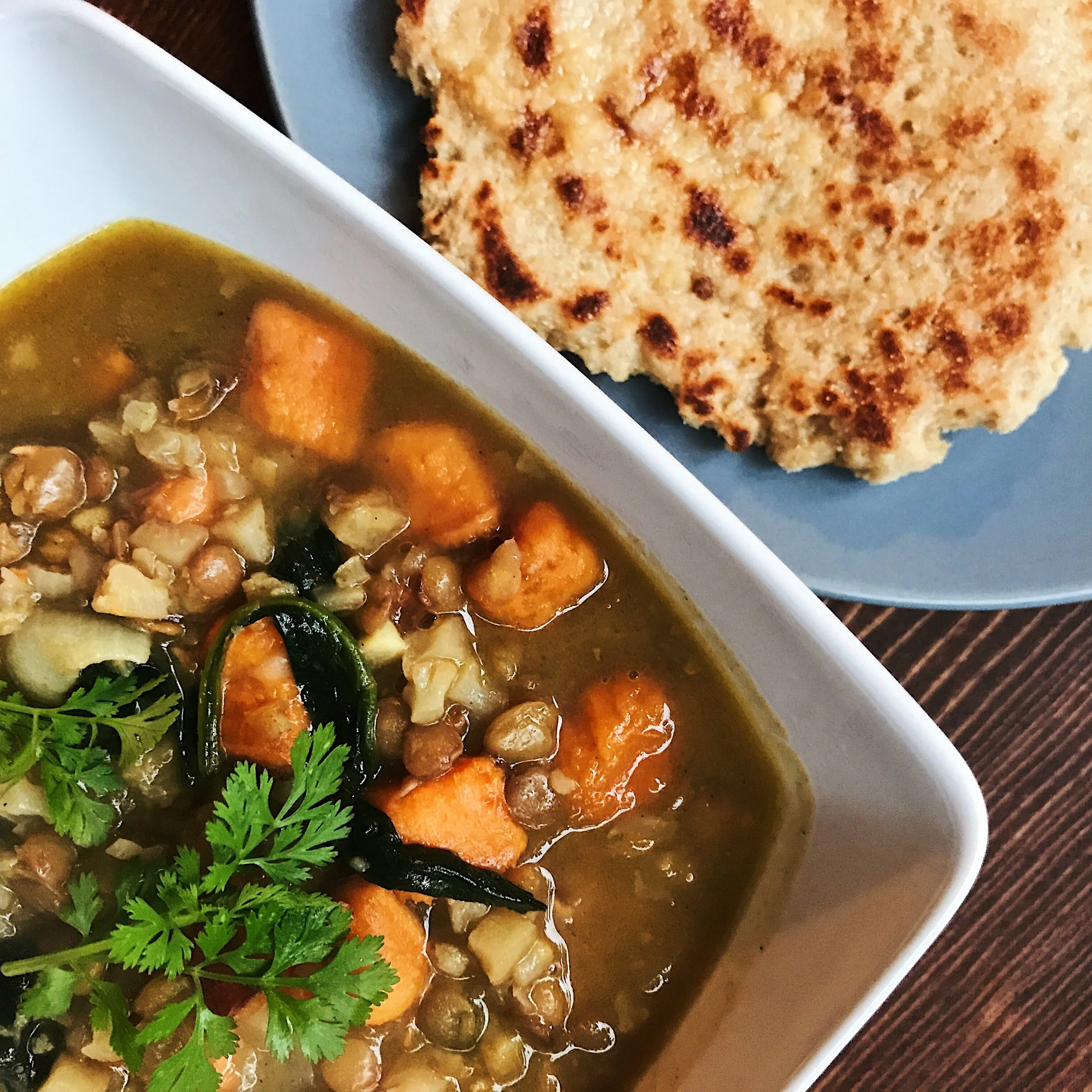 Coconut Curry Soup with Sweet Potato and Riced Cauliflower