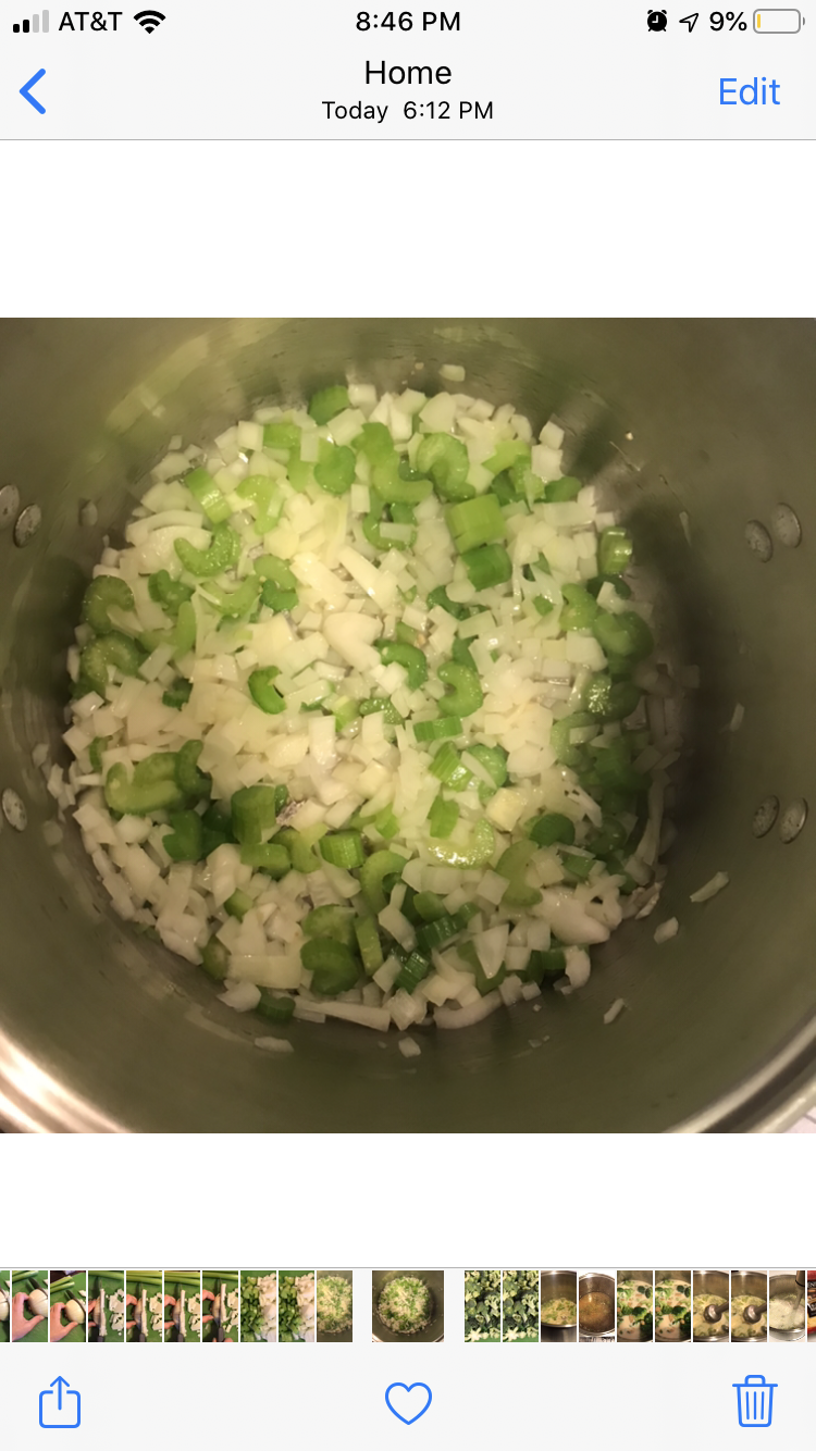 Add the celery and onion to the warm oil