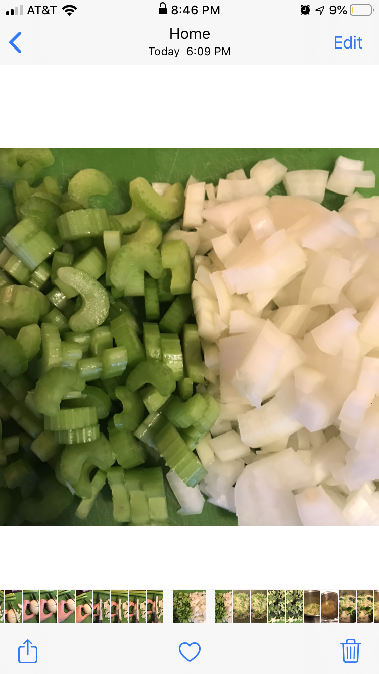 Chop the celery and onion