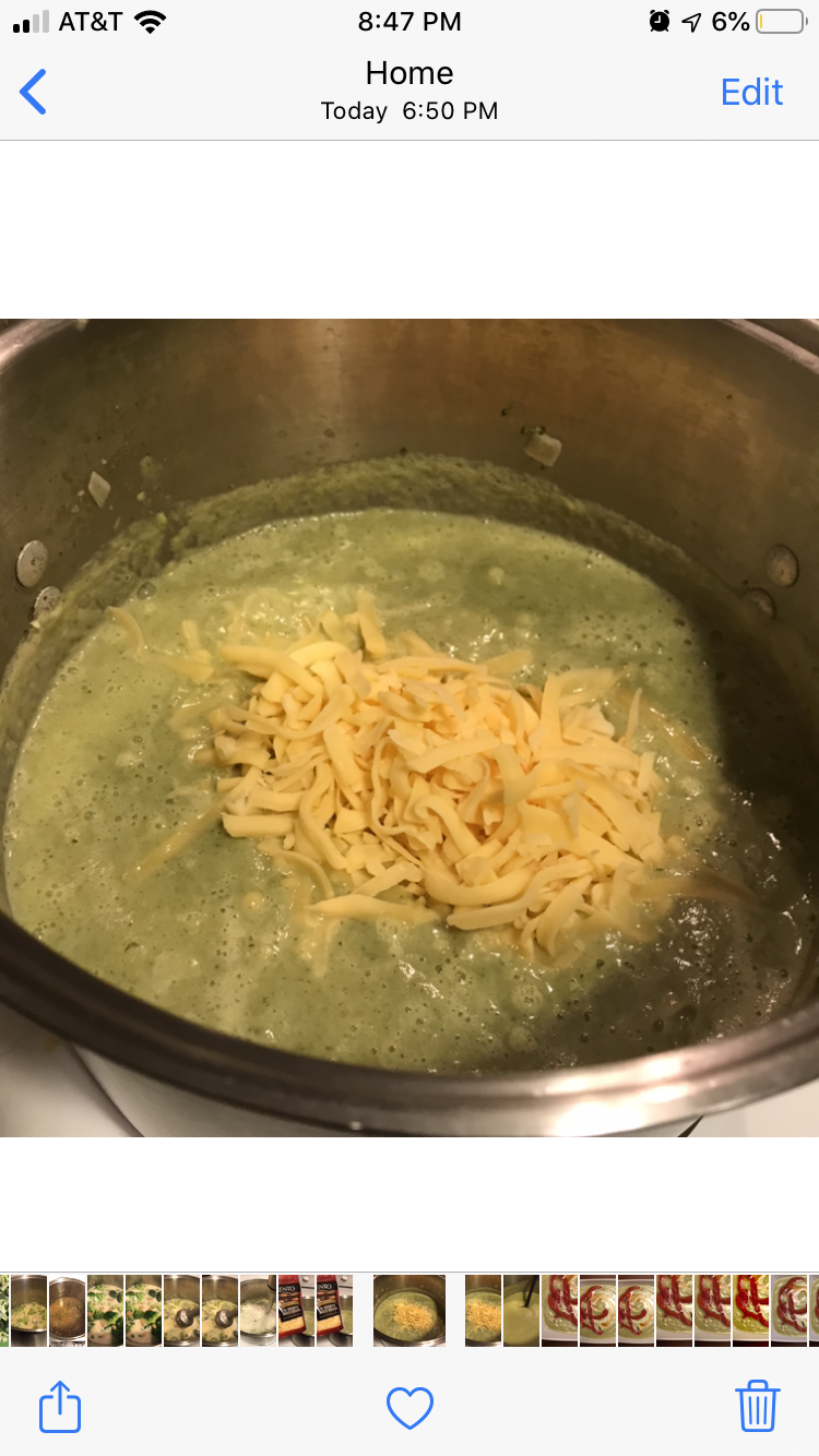 Add the cheese to the soup and stir