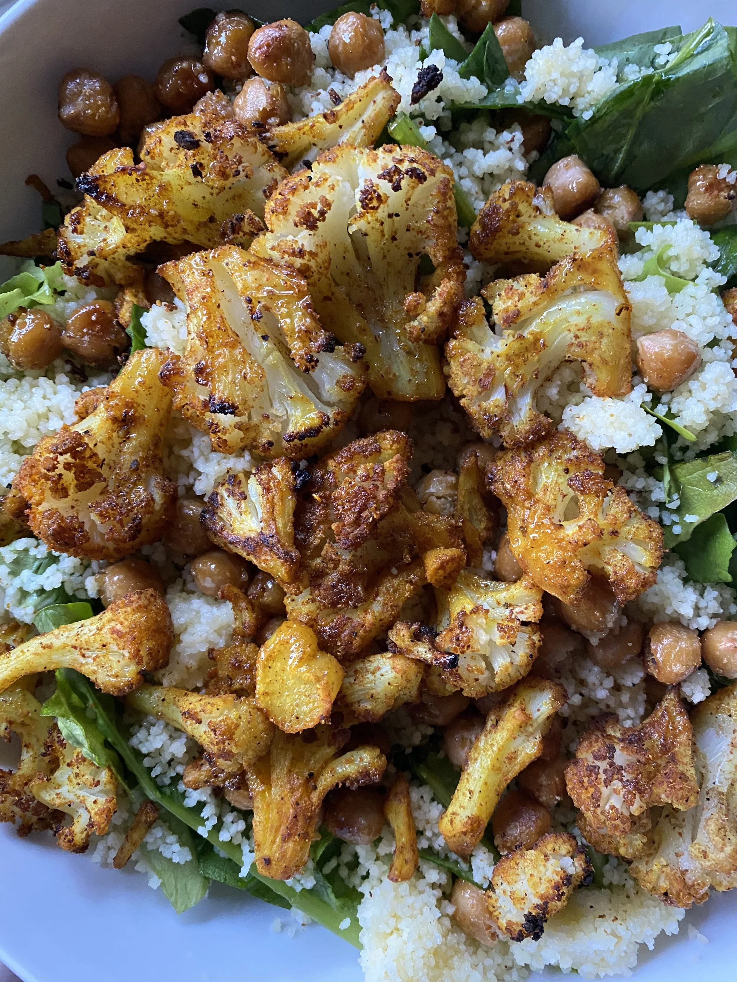 Spiced Cauliflower Bowl with Crispy Garlic Chickpeas