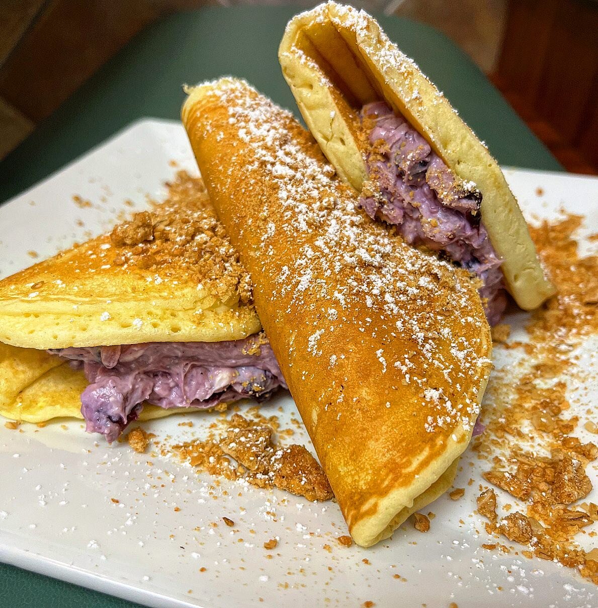 Pancake tacos again?? Yes. Come try our new lemon blueberry cheesecake pancakes before it&rsquo;s too late #NoOtherDeli