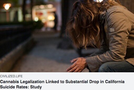 &quot;California's legalization of medical marijuana in 1996 was followed by a drastic reduction in the state's suicide rate, according to researchers at the University of California Irvine.&quot; Cannabis can help mental health issues in many ways. Studies have shown that many products can help to alleviate anxiety and depression. civilized.life #Cannabis #California #MentalHealth #Change #Love #MedicalMarijuana #MedicalCannabis #CannabisNews #WeedNews #FightDepression #FightAnxiety #CBD #THC #CannabisCommunity #CannabisCulture #Politics #CannabisLaw #Legalization #Legalize #depression #anxiety #help #researchers https://www.civilized.life/articles/cannabis-legalization-linked-to-substantial-drop-in-suicide-rates/