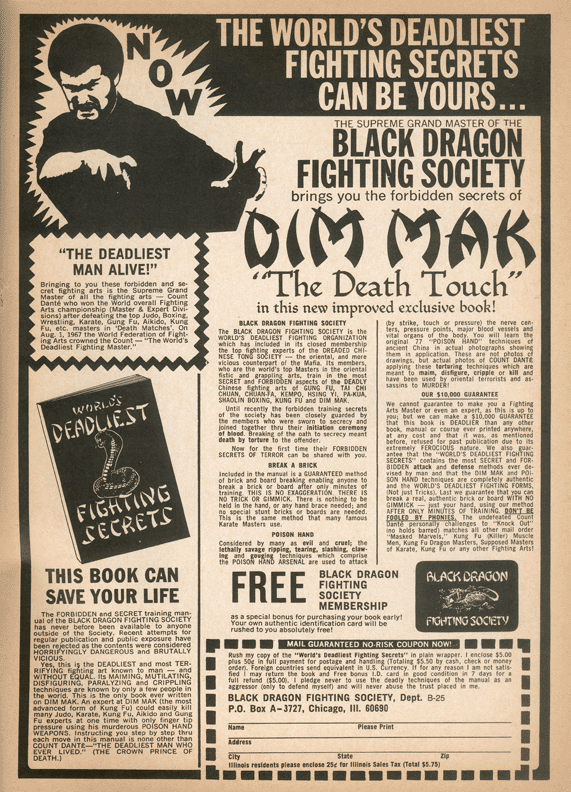 One of Count Dante’s dim mak ads