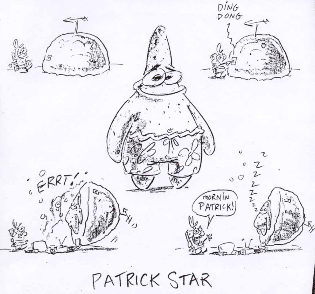 A drawing of Patrick from Steve Hillenburg’s series bible.