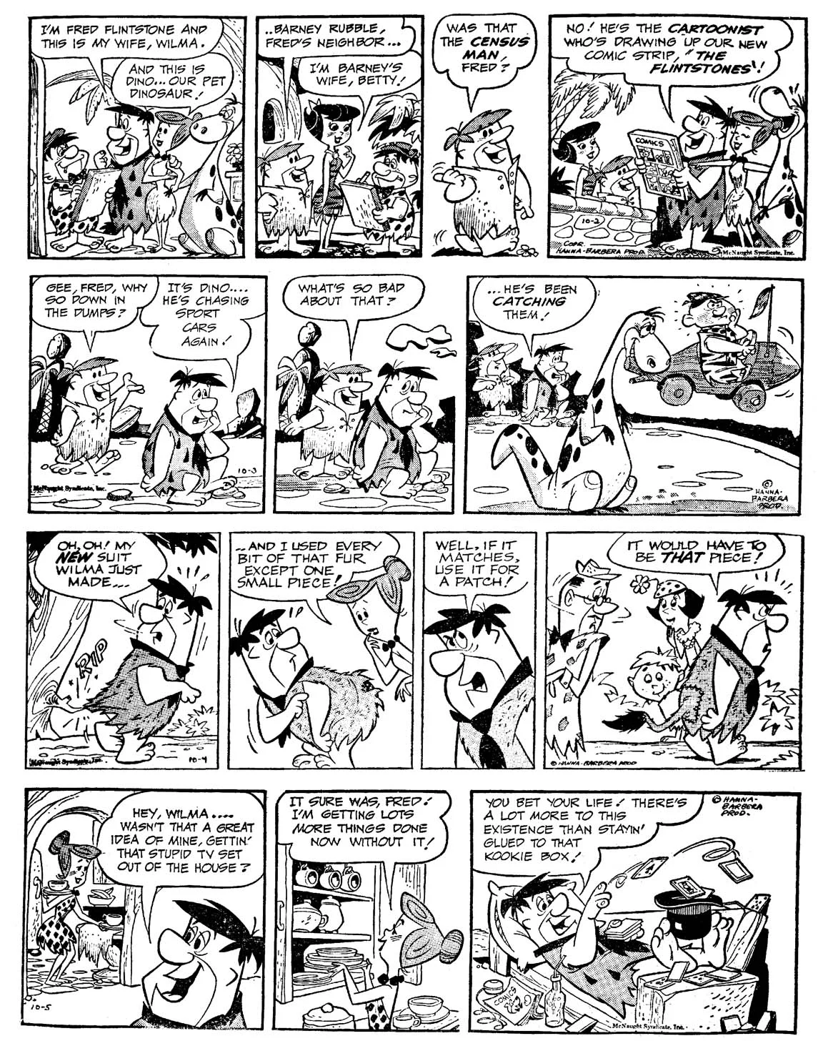 The first four Flintstones dailies, from 1961 (click to enlarge)
