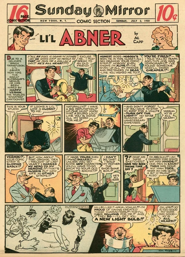 One of the numerous strips skewering Capp's former employer and lifelong nemesis, Ham Fisher (click to enlarge).