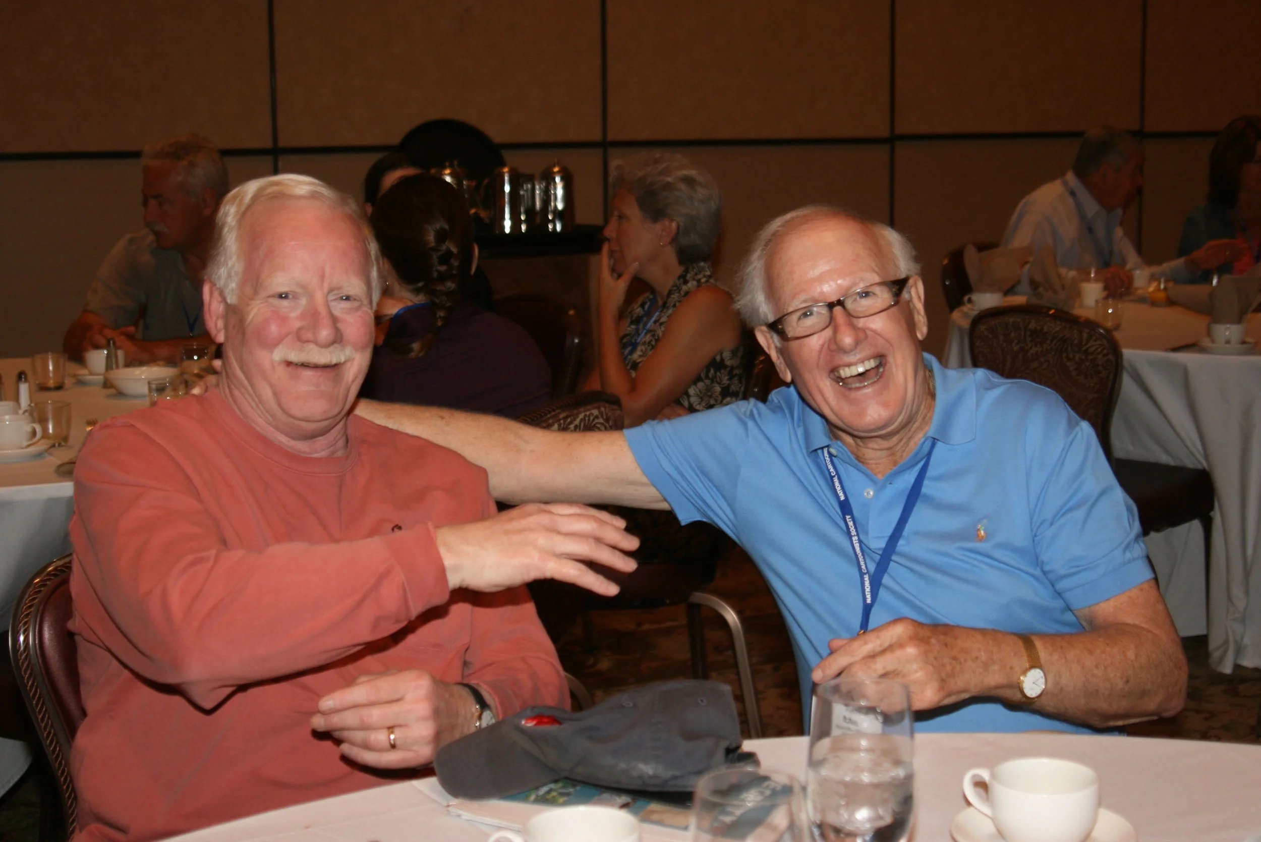 Salem and Universal co-founder John McMell (right) at a National Cartoonists Society event.