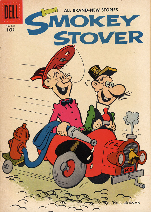 Eisman’s cover art for Dell Four Color #827, featuring Smokey Stover. Eisman did pencils and inks on every page (click to enlarge).