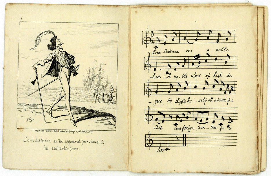 A George Cruikshank sheet music illustration (click to enlarge)