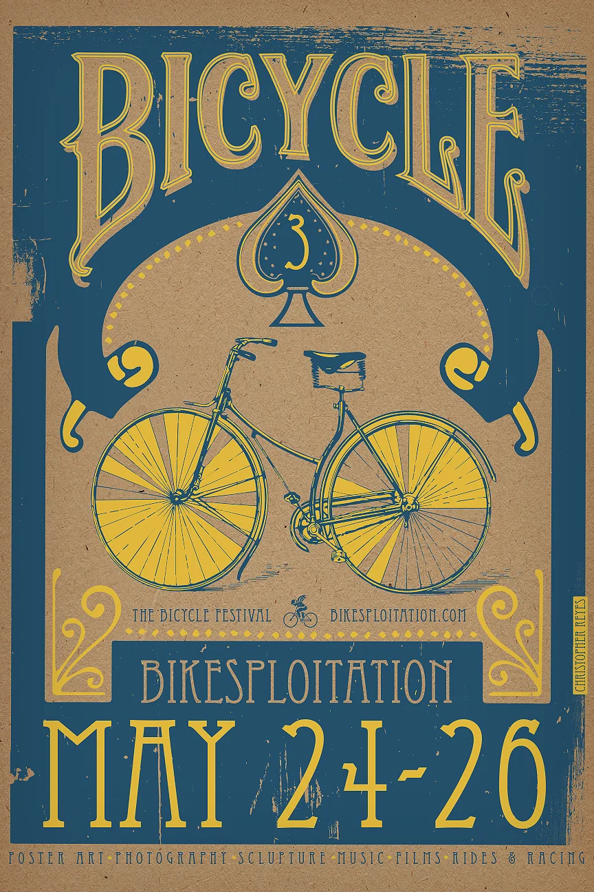 Bikesploitation Bicycle Festival Poster by Christopher Reyes