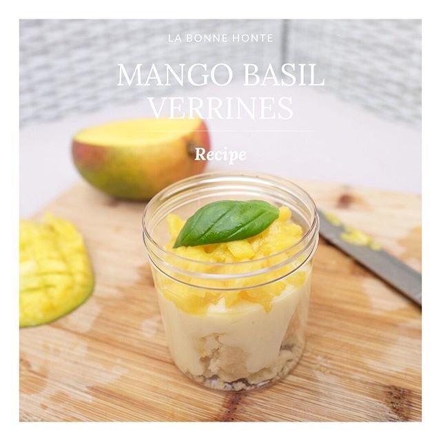 Mango Basil Verrines with a light Custard and Tart Shell Crumbles | Recipe - this recipe is a great way to use up leftover tart dough and custard. Tastes better when you let it sit overnight and is so easy to throw into your lunch bag for a special d