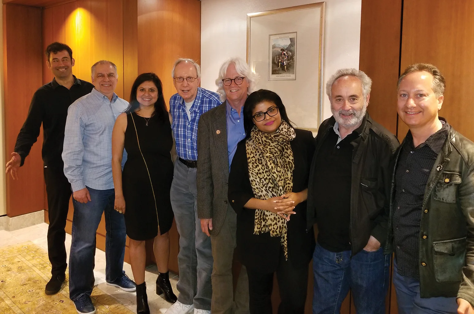 From left: IMMF’s Jake Beaumont-Nesbitt, MMF-US board member Jerry Lembo, MMF-US membership and fundraising representative Neeta Ragoowansi, MMF-US founder/president Bergman and MMF board members Garvan, Yaya Rey, Wolmark and Jack Bookbinder.