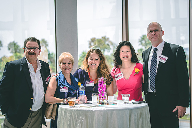 (Left to Right) Richard Chiera + Jannie Chiera + Athena Chiera, Athena Engineering, Inc. – SOTY 2018 Class II Awardee; Lindy Huang Werges, Integritas Resources, Inc. + Zen Yoga Strap, Inc., – SOTY 2018 Class I Awardee; Tom Werges, Slinger Straps, LLC. (Source: SCMSDC)