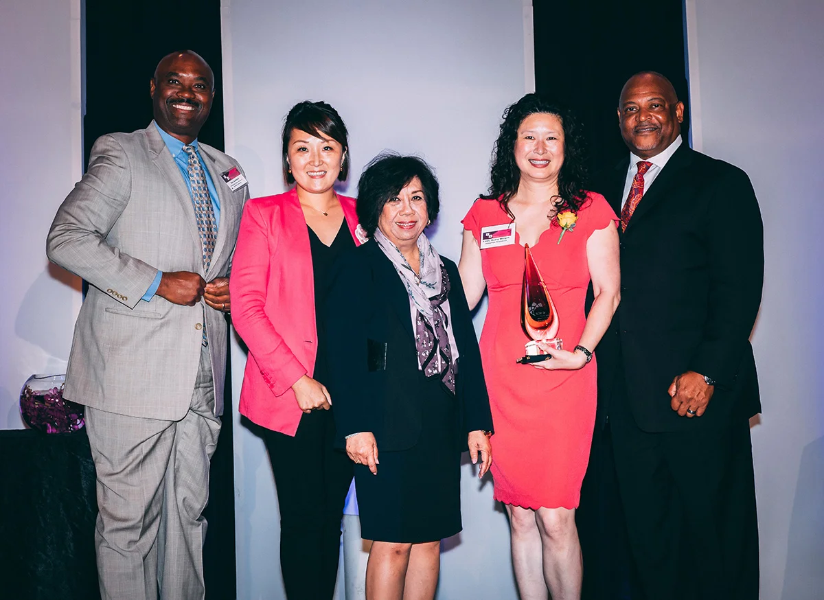 (Left to Right) Ken Ashford, Metropolitan Water District of Southern California; Amanda Ma, Innovate Marketing Group; Virginia Gomez, SCMSDC; Lindy Huang Werges, Integritas Resources, Inc. + Zen Yoga Strap, Inc.; Charles Harmon, American Honda Motor Co. (Source: SCMSDC)