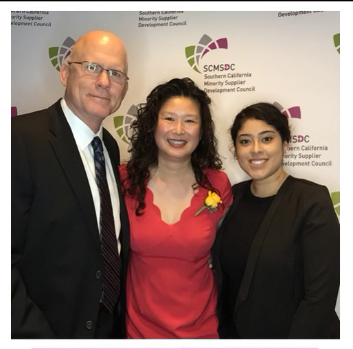 (Left to Right) Tom Werges, Slinger Straps, LLC.; Lindy Huang Werges, Integritas Resources, Inc. + Zen Yoga Strap, Inc.; Andrea Carrillo