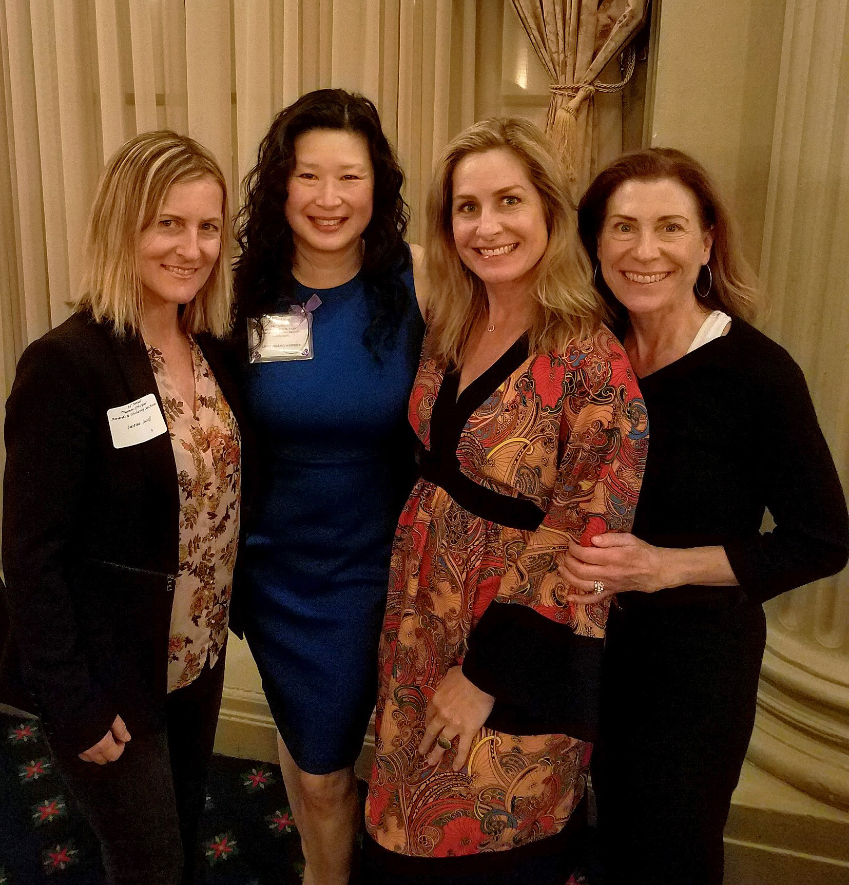Justine Lassoff (Co-Founder, Love Goodly + TuesdayNights ); Lindy Huang Werges (Founder, Integritas Resources + Co-Founder, Zen Yoga Strap ; Melinda Moore ( Assembled Brands + Co-Founder, TuesdayNights ); Diane Reichenberger ( Mattel + Co-Founder, Women’s Accelerator )