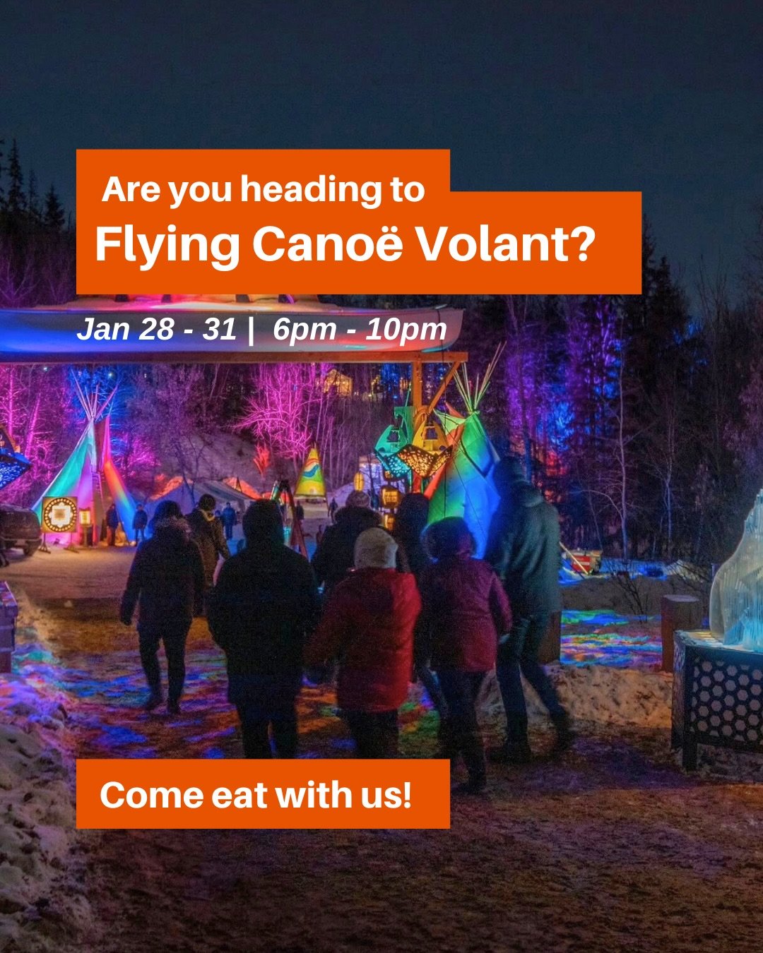 Heading to @yegcanoevolant? 🛶

Grab dinner with Drift this week! We&rsquo;re just a 3-minute walk from the Flying Canoe Volant festivities. Come on in, warm up, grab a bite to eat, and then enjoy some of the awesome activities running this weekend.
