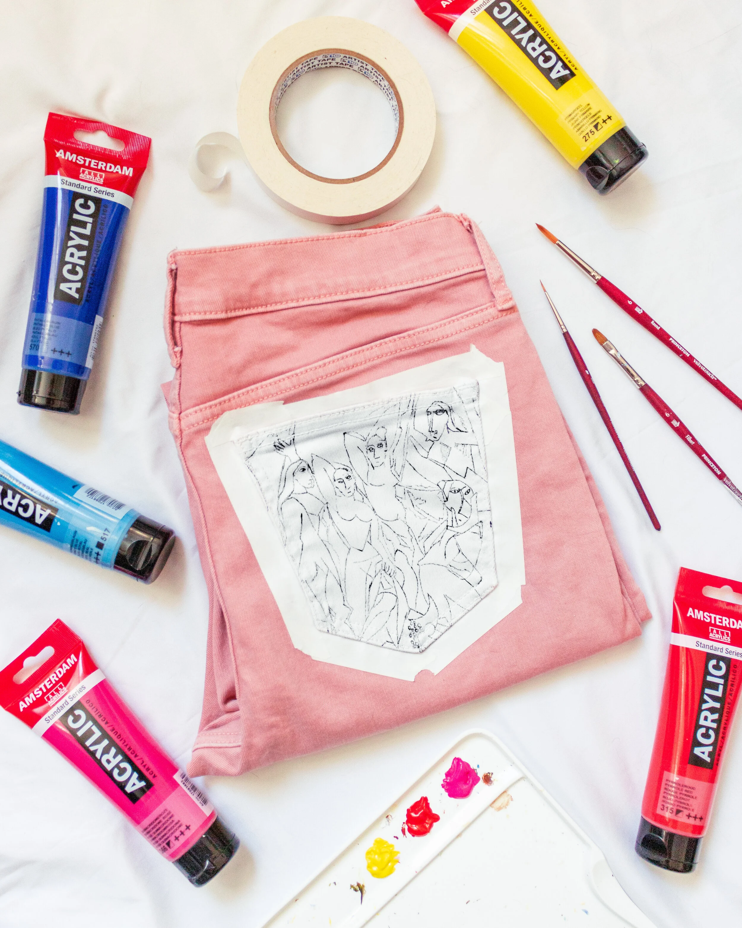 how to paint a jean jacket with acrylic