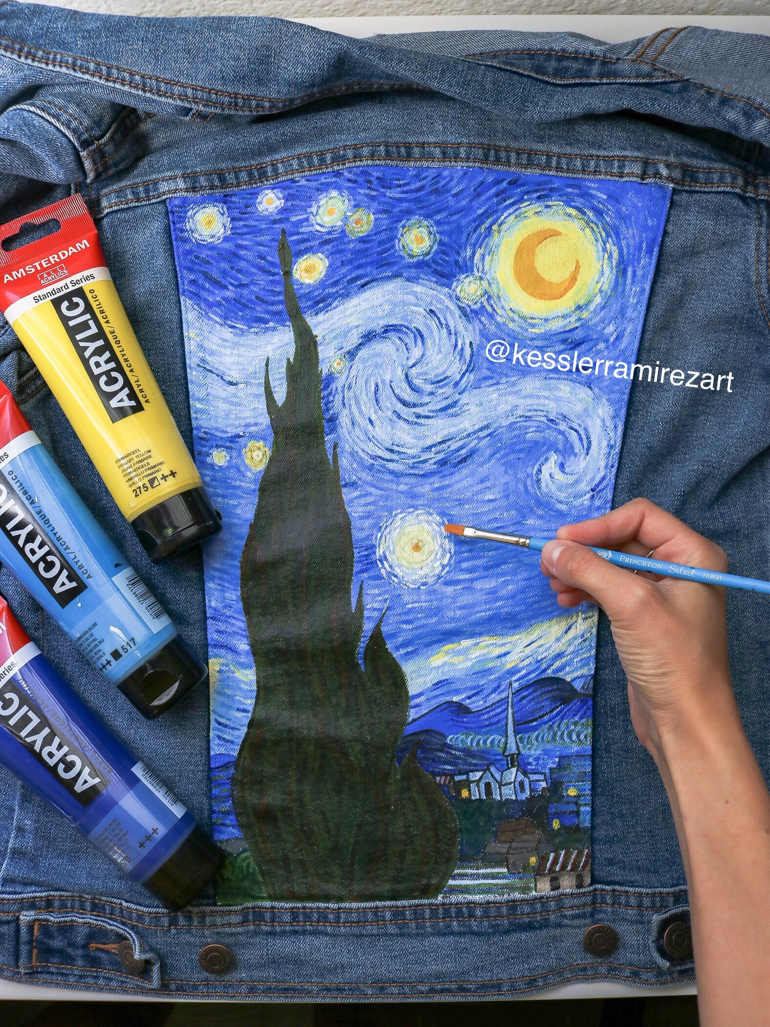 acrylic painted jeans